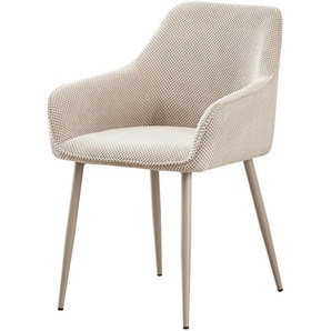 Mid.you Armlehnstuhl, Creme, Metall, Textil, Rundrohr, 56x81x62 cm, Esszimmer, Stühle, Esszimmerstühle, Armlehnenstühle