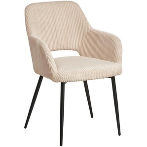 Mid.you Armlehnstuhl, Creme, Schwarz, Holz, Metall, Textil, Pappel, Sperrholz, Rundrohr, 57x83.5x63 cm, Bsci, inklusive Armlehnen, Esszimmer, Stühle, Esszimmerstühle, Armlehnenstühle