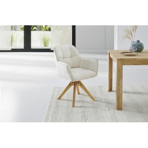 Mid.you Armlehnstuhl, Eiche, Beige, Holz, Textil, Eiche, massiv, Drehkreuz, 63x83x61 cm, inklusive Armlehnen, Sitzfläche 360° drehbar, Esszimmer,