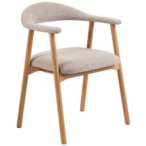 Mid.you Armlehnstuhl, Eiche, Greige, Textil, Eiche, massiv, Füllung: Polyurethan (Pur), rund, 56x75.5x54 cm, Esszimmer, Stühle, Esszimmerstühle,