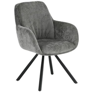 Mid.you Armlehnstuhl, Grau, Holz, Metall, Textil, Pappel, Sperrholz, Rundrohr, 62x88x66 cm, Esszimmer, Stühle, Esszimmerstühle, Armlehnenstühle