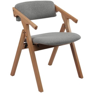 Mid.you Armlehnstuhl, Grau, Holz, Textil, Buche, massiv, eckig, 53x78x47 cm, inklusive Armlehnen, Esszimmer, Stühle, Esszimmerstühle, Armlehnenstühle