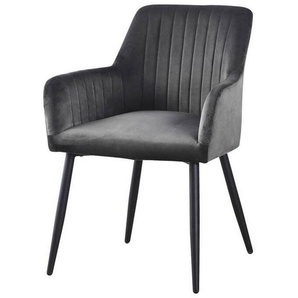 Mid.you Armlehnstuhl, Grau, Schwarz, Holz, Metall, Textil, Pappel, Sperrholz, konisch, 63x85x63 cm, Esszimmer, Stühle, Esszimmerstühle,