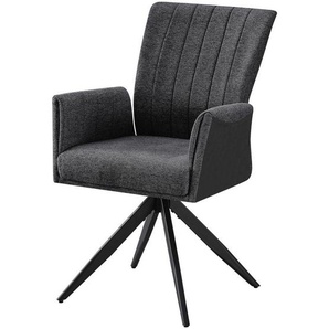 Mid.you Armlehnstuhl, Grau, Schwarz, Metall, Textil, Drehkreuz, 58x94x64 cm, Stühle