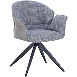 Mid.you Armlehnstuhl, Grau, Schwarz, Metall, Textil, Drehkreuz, 61x81x60 cm, Sitzfläche 360° drehbar, Esszimmer, Stühle, Esszimmerstühle,