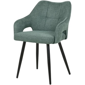 Mid.you Armlehnstuhl, Grün, Holz, Metall, Textil, Pappel, Sperrholz, Rundrohr, 60.5x81.5x55.5 cm, inklusive Armlehnen, Esszimmer, Stühle, Esszimmerstühle, Armlehnenstühle