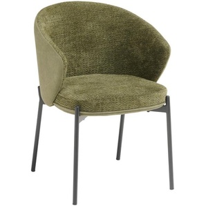 Mid.you Armlehnstuhl, Grün, Metall, Textil, Rundrohr, 56x76.5x57.5 cm, Bsci, Esszimmer, Stühle, Esszimmerstühle, Armlehnenstühle