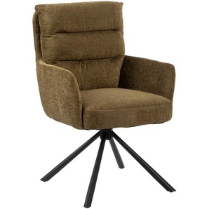 Mid.you Armlehnstuhl, Grün, Schwarz, Metall, Textil, Rundrohr, 57x95x65 cm, Sitzfläche 180° drehbar, Esszimmer, Stühle, Esszimmerstühle, Armlehnenstühle