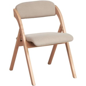 Mid.you Armlehnstuhl, Natur, Beige, Holz, Textil, Buche, massiv, Flachrohr, 52x78x53 cm, faltbar, Esszimmer, Stühle, Esszimmerstühle, Armlehnenstühle
