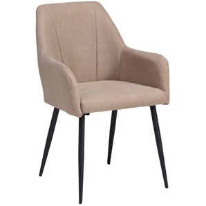 Mid.you Armlehnstuhl, Schwarz, Cappuccino, Metall, Textil, Rundrohr, 56x87x60 cm, Esszimmer, Stühle, Esszimmerstühle, Armlehnenstühle