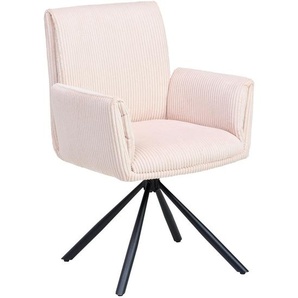 Mid.you Armlehnstuhl, Schwarz, Creme, Metall, Textil, konisch, rund, 65x90x62 cm, Sitzfläche 360° drehbar, Esszimmer, Stühle, Esszimmerstühle,