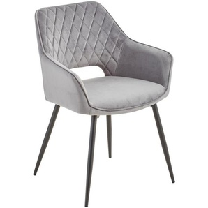 Mid.you Armlehnstuhl, Schwarz, Dunkelgrau, Holz, Metall, Textil, Pappel, Sperrholz, Rundrohr, 56x80.5x56 cm, Esszimmer, Stühle, Esszimmerstühle,