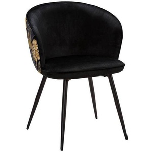 Mid.you Armlehnstuhl, Schwarz, Gold, Holz, Metall, Textil, Pappel, Sperrholz, Blätter, Rundrohr, 60x81x60 cm, Esszimmer, Stühle, Esszimmerstühle,