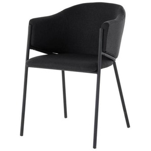 Mid.you Armlehnstuhl, Schwarz, Holz, Metall, Textil, Pappel, Sperrholz, Rundrohr, 53x77x60 cm, Fsc, Esszimmer, Stühle, Esszimmerstühle,
