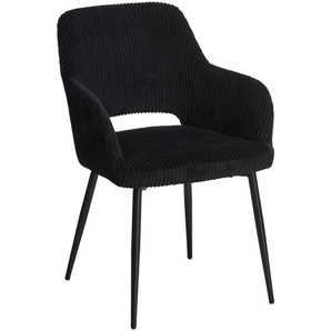 Mid.you Armlehnstuhl, Schwarz, Holz, Metall, Textil, Pappel, Sperrholz, Rundrohr, 57x83.5x63 cm, Bsci, inklusive Armlehnen, Esszimmer, Stühle, Esszimmerstühle, Armlehnenstühle