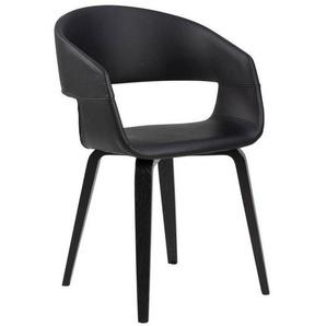 Mid.you Armlehnstuhl, Schwarz, Textil, Eiche, furniert, eckig, 52x77.5x53 cm, Esszimmer, Stühle, Esszimmerstühle, Armlehnenstühle
