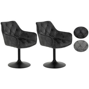 Mid.you Armlehnstuhl-Set, Anthrazit, Metall, Textil, rund, Bodenplatte, 49x83x62 cm, Sitzfläche 360° drehbar, inklusive Armlehnen, Esszimmer, Stühle,