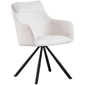 Mid.you Armlehnstuhl , Weiß , Holz, Metall, Textil , Pappel , Sperrholz , Drehkreuz , 59x88x64 cm , Fsc, Bsci , Sitzfläche 180° drehbar , Esszimmer, Stühle, Esszimmerstühle, Armlehnenstühle
