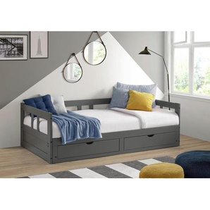 Mid.you Ausziehbett, Anthrazit, Holz, Kiefer, massiv, vollmassiv,vollmassiv, Höhe ca. 20 cm, 90x200 cm, FSC Mix, Bettkasten, Lattenrost, Kinder- & Jugendzimmer, Kindermöbel, Kinderbetten, Ausziehbetten