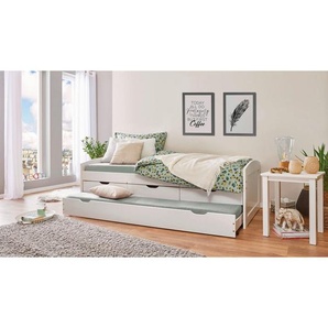 Mid.you Ausziehbett Interlink Ulli 20900245, Weiß, Holz, Kiefer, massiv, Höhe ca. 12 cm, 90x200 cm, Kinder- & Jugendzimmer, Kindermöbel, Kinderbetten, Ausziehbetten