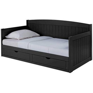 Mid.you Ausziehbett, Schwarz, Holz, Kiefer, massiv, Höhe ca. 20 cm, 90x200 cm, FSC Mix, Bettkasten, Lattenrost, Kinder- & Jugendzimmer, Kindermöbel,