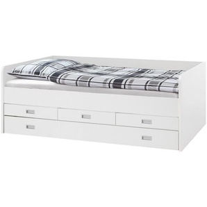 Mid.you Ausziehbett, Weiß, Holzwerkstoff, Höhe ca. 17 cm, 120x200 cm, Bettkasten, für Rollrost geeignet, Kinder- & Jugendzimmer, Kindermöbel,