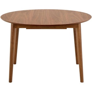 Mid.you Ausziehtisch, Walnuss, Holz, Nussbaum, Kautschukholz, furniert, massiv, rund, rund, 115x75x115-154 cm, ausziehbar, Esszimmer, Tische, Esstische, Esstische ausziehbar
