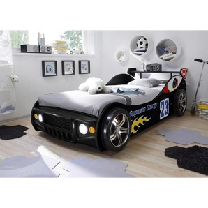 Mid.you Autobett, Schwarz, Holzwerkstoff, 90x200 cm, Beleuchtung, für Rollrost geeignet, Kinder- & Jugendzimmer, Kindermöbel, Kinderbetten, Spielbetten