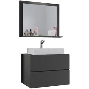 Mid.you Badezimmer , Anthrazit , Keramik , 3-teilig , 2,2 Schubladen , 60 cm , hängend , Badezimmer, Badmöbelsets & -serien, Badmöbel-Sets