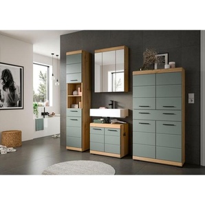 Mid.you Badezimmer, Eiche Artisan, Kunststoff, 4-teilig, 12 Fächer, 2 Schublade(n) Schubladen, 191 cm, Badezimmer, Badmöbelsets & Badmöbelserien, Badmöbel-Sets