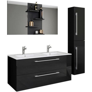 Mid.you Badezimmer , Schwarz , Keramik , 2 Schubladen , 112 cm , hängend , Badezimmer, Badmöbelsets & -serien, Badmöbel-Sets