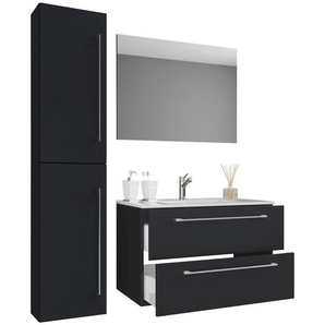 Mid.you Badezimmer , Schwarz , Keramik , 2 Schubladen , 61 cm , hängend , Badezimmer, Badmöbelsets & -serien, Badmöbel-Sets