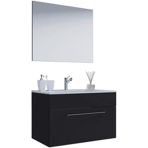 Mid.you Badezimmer , Schwarz , Metall , 3-teilig , 1,1 Schubladen , 60 cm , hängend , Badezimmer, Badmöbelsets & -serien, Badmöbel-Sets