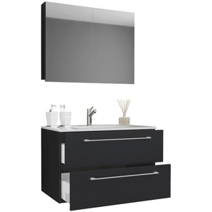 Mid.you Badezimmer VCM Badinos, Schwarz, Metall, 3-teilig, 2,2 Schubladen, 60 cm, hängend, Badezimmer, Badmöbelsets & Badmöbelserien, Badmöbel-Sets