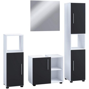 Mid.you Badezimmer , Schwarz, Weiß , 122 cm , stehend , Badezimmer, Badmöbelsets & -serien, Badmöbel-Sets