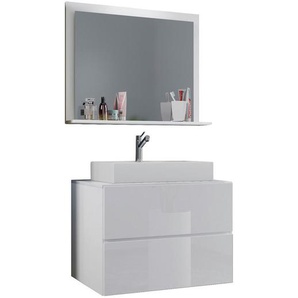 Mid.you Badezimmer , Weiß , Keramik , 3-teilig , 2,2 Schubladen , 80 cm , hängend , Badezimmer, Badmöbelsets & -serien, Badmöbel-Sets