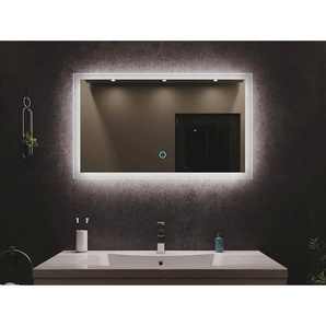 Mid.you Badezimmerspiegel, Glas, rechteckig, 90x53x3.2 cm, waagrecht montierbar, Badezimmer, Badezimmerspiegel, Beleuchtete Spiegel