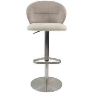 Mid.you Barhocker Cord, Beige, Metall, Textil, rund, 56x85-111x51 cm, Sitzfläche 360° drehbar, Esszimmer, Barmöbel, Barhocker