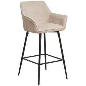 Mid.you Barhocker, Schwarz, Beige, Holz, Metall, Textil, Pappel, Sperrholz, Rundrohr, 57x105x57 cm, Bsci, inklusive Armlehnen, Esszimmer, Barmöbel, Barhocker