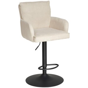 Mid.you Barhocker, Schwarz, Beige, Metall, Textil, rund, 57x100-121x57 cm, Sitzfläche 360° drehbar, Esszimmer, Barmöbel, Barhocker