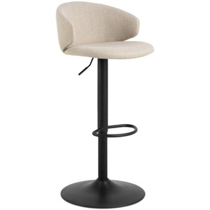 Mid.you Barhocker, Schwarz, Beige, Metall, Textil, rund, Bodenplatte, 46x107x38 cm, FSC Mix, Esszimmer, Barmöbel, Barhocker