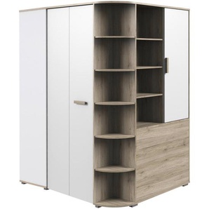 Mid.you Begehbarer Wimex Cariba, Weiß, Eiche San Remo, Holzwerkstoff, 10 Fächer, 124x199x148 cm, BQ - Bündnis für Qualität, Made in Germany, DIN EN