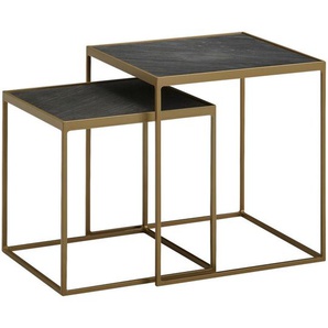 Mid.you Beistelltischset, Grau, Stein, 2-teilig, quadratisch, eckig, 40x44 cm, Wohnzimmer, Wohnzimmertische, Satztische