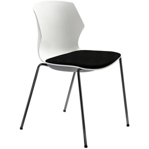 Mid.you Besucherstuhl , Anthrazit, Schwarz, Weiß , Metall, Kunststoff, Textil , Füllung: Schaumstoff , Rundrohr , 51x80.5x53 cm , stapelbar, abwischbar , Arbeitszimmer, Besucherstühle