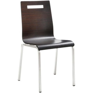 Mid.you Besucherstuhl , Wenge , Holz, Metall , Wenge , furniert , eckig , 48x87x55 cm , stapelbar, abwischbar , Arbeitszimmer, Besucherstühle