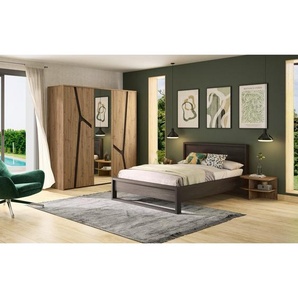 Mid.you Bett Alana, Eiche dunkel, Holzoptik, 160x200 cm, Schlafzimmer, Betten, Doppelbetten