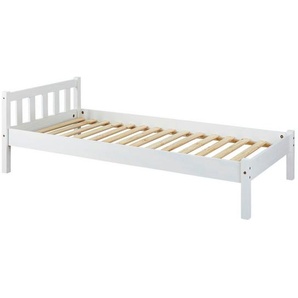 Mid.you Bett Interlink Vilmar, Weiß, Holz, Kiefer, massiv, 90x200 cm, für Elektrolattenrost geeignet, Rollrost Lattenrost geeignet, Schlafzimmer, Betten, Einzelbetten
