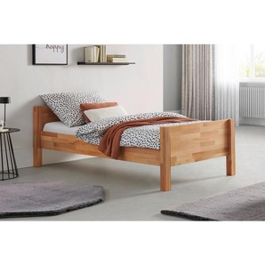 Mid.you Bett, Kernbuche, Holz, Kernbuche, massiv, Höhe ca. 20 cm, 90x200 cm, Schlafzimmer, Betten, Einzelbetten