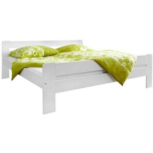 Mid.you Bett, Weiß, Holz, Kiefer, massiv, 180x200 cm, für Rollrost geeignet, Schlafzimmer, Betten, Futonbetten