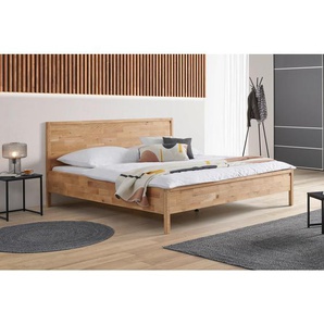 Mid.you Bett, Wildeiche, Holz, Wildeiche, massiv, Höhe ca. - cm, 180x200 cm, Lattenrosthöhe individuell einstellbar, Schlafzimmer, Betten, Doppelbetten